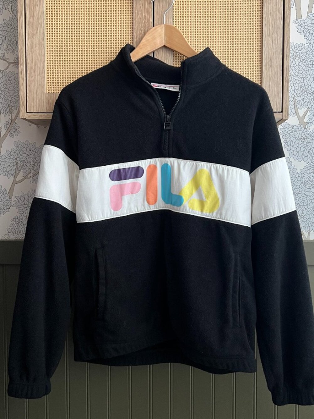 Fila 1/4 Zip Fleece Pullover with Large Logo Across Chest
